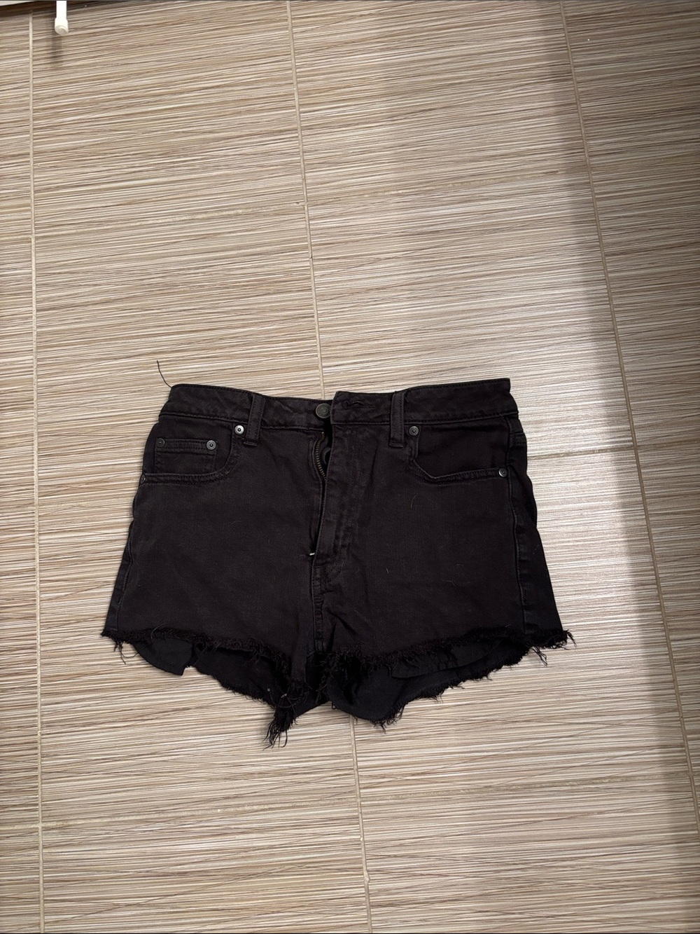 Talula Black High-Rise Frayed Denim Shorts